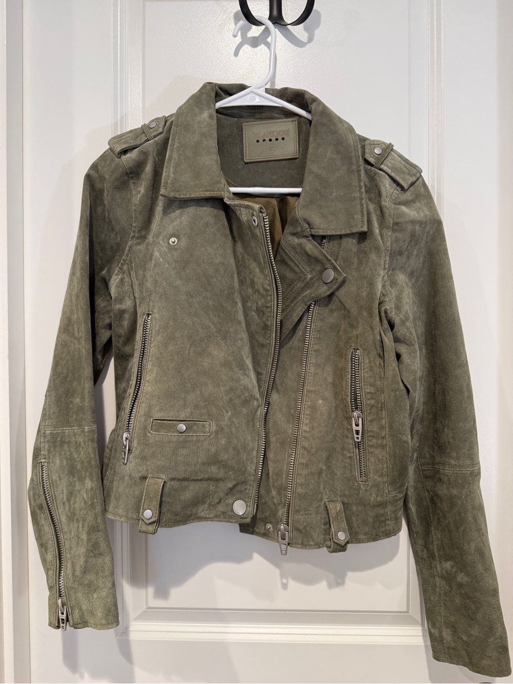 Blank NYC Olive Suede Moto Jacket
